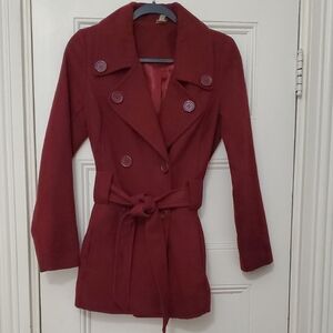 BONGO Women's Double-Breasted Red Trench Coat